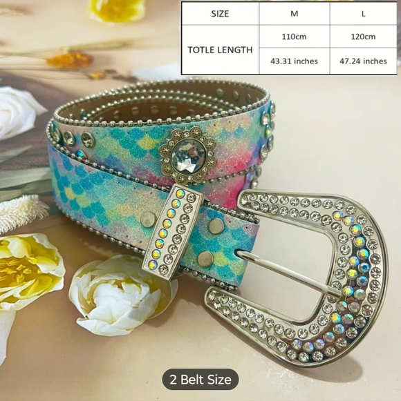 Colorful Rhinestone Embellished Belt - Picture 4 of 7